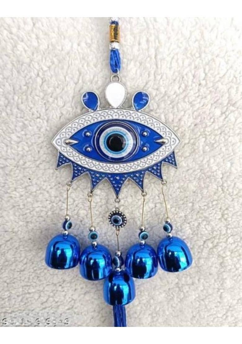 advik mart Evil Eye Wall Hanging With Bells For Good Luck Charm Home, Office & Car Decorative Showpiece - 26 cm&nbsp;&nbsp;(Aluminium, Blue) - Indya