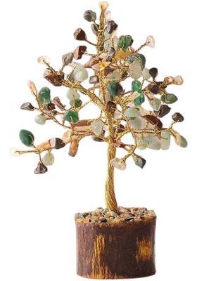 Shubhanjali Wealth Tree 100 Beads Gold Wire Tree For Home Decor, Living Room, Office & Gift Decorative Showpiece - 12 cm&nbsp;&nbsp;(Crystal, Stone, Multicolor)