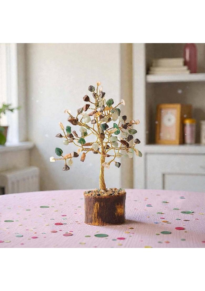 Shubhanjali Wealth Tree 100 Beads Gold Wire Tree For Home Decor, Living Room, Office & Gift Decorative Showpiece - 12 cm&nbsp;&nbsp;(Crystal, Stone, Multicolor) - Indya