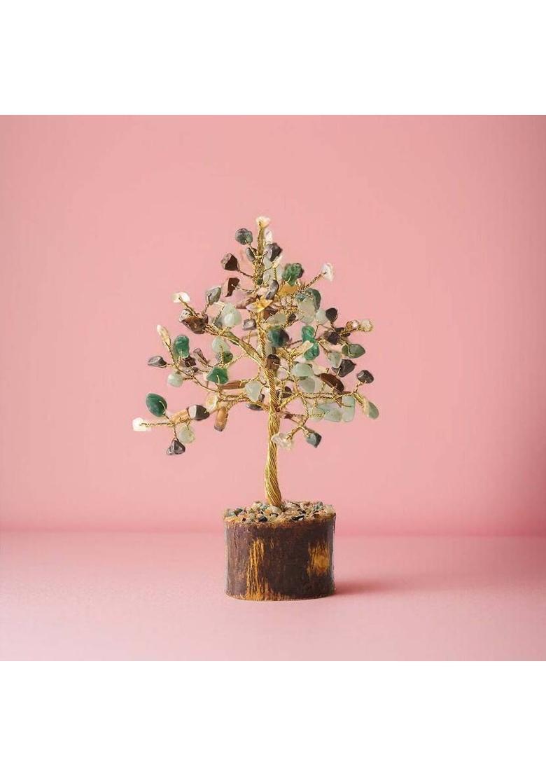 Shubhanjali Wealth Tree 100 Beads Gold Wire Tree For Home Decor, Living Room, Office & Gift Decorative Showpiece - 12 cm&nbsp;&nbsp;(Crystal, Stone, Multicolor) - Indya