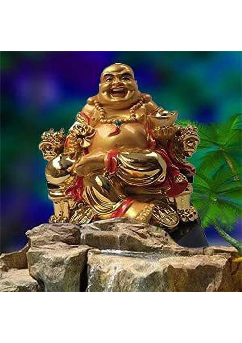 GJ Exclusive Feng Shui Lucky Laughing Buddha Decorative Showpiece - 13 cm&nbsp;&nbsp;(Polyresin, Multicolor) - Indya