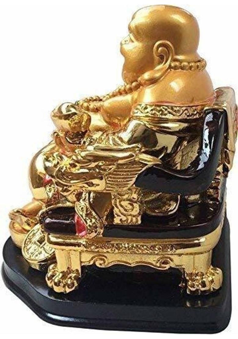 GJ Exclusive Feng Shui Lucky Laughing Buddha Decorative Showpiece - 13 cm&nbsp;&nbsp;(Polyresin, Multicolor) - Indya