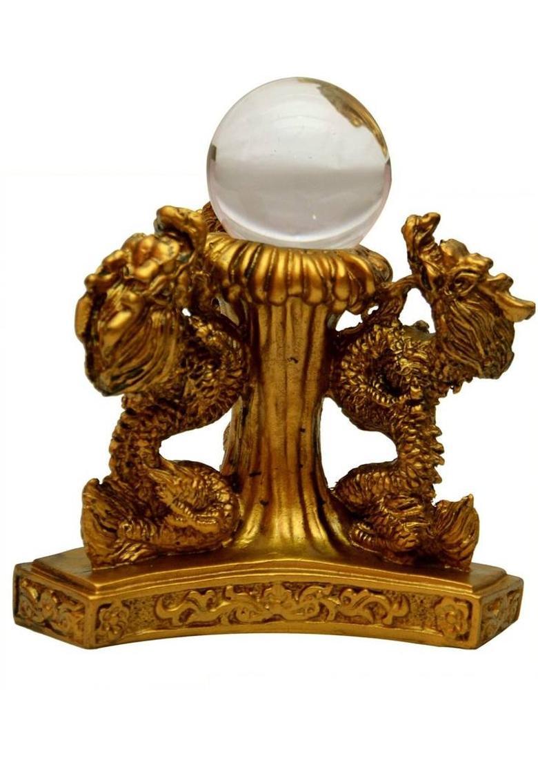 Feng Shui Art Vastu / Dragon For More Romance, Strength, Good Health & Happiness Decorative Showpiece - 12 cm&nbsp;&nbsp;(Polyresin, Gold) - Indya