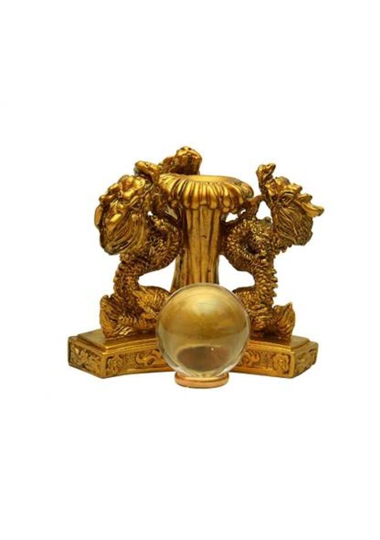 Feng Shui Art Vastu / Dragon For More Romance, Strength, Good Health & Happiness Decorative Showpiece - 12 cm&nbsp;&nbsp;(Polyresin, Gold) - Indya