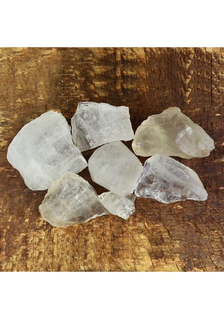 MIRAN AGATE Natural Sphatik Clear Quartz Crystal Raw Stone for Meditation & Healing 100 Grm Decorative Showpiece - 3 cm&nbsp;&nbsp;(Crystal, Clear) - Indya