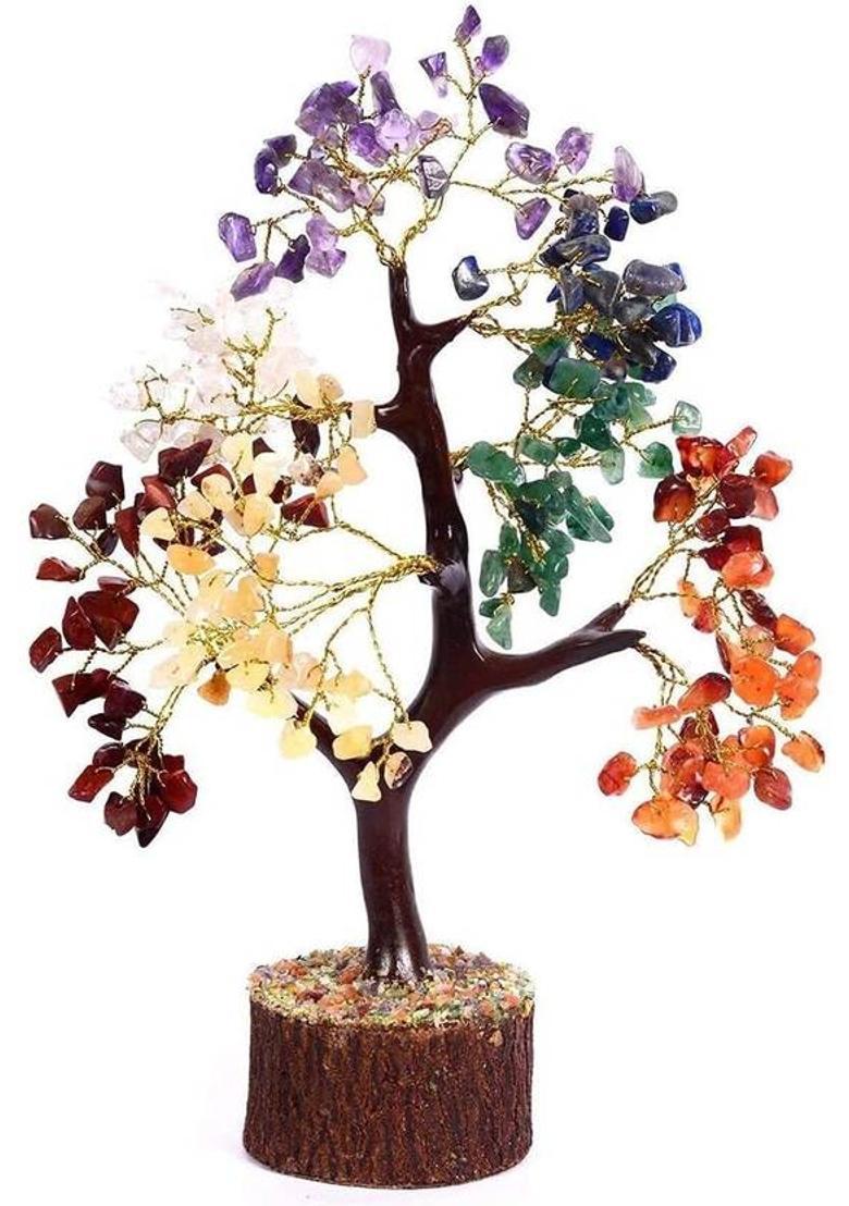 ABABILCRYSTAL SEVEN CHAKRA TREE Decorative Showpiece - 10 cm&nbsp;&nbsp;(Crystal, Multicolor) - Indya