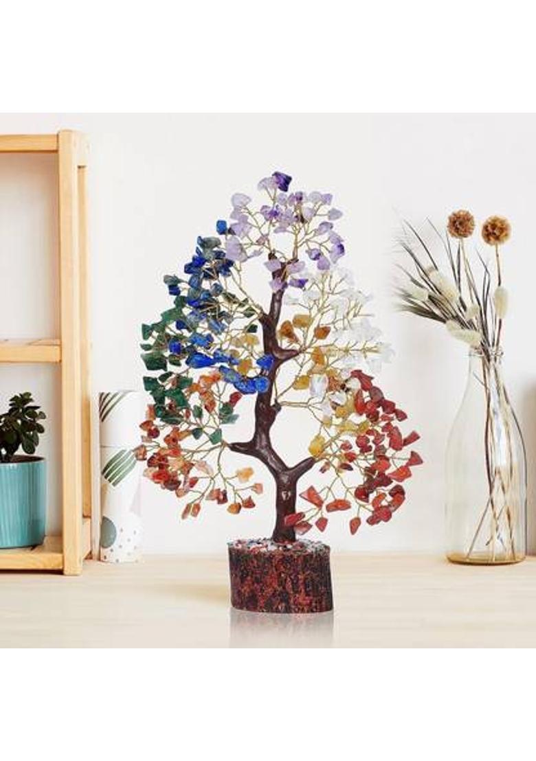 ABABILCRYSTAL SEVEN CHAKRA TREE Decorative Showpiece - 10 cm&nbsp;&nbsp;(Crystal, Multicolor) - Indya