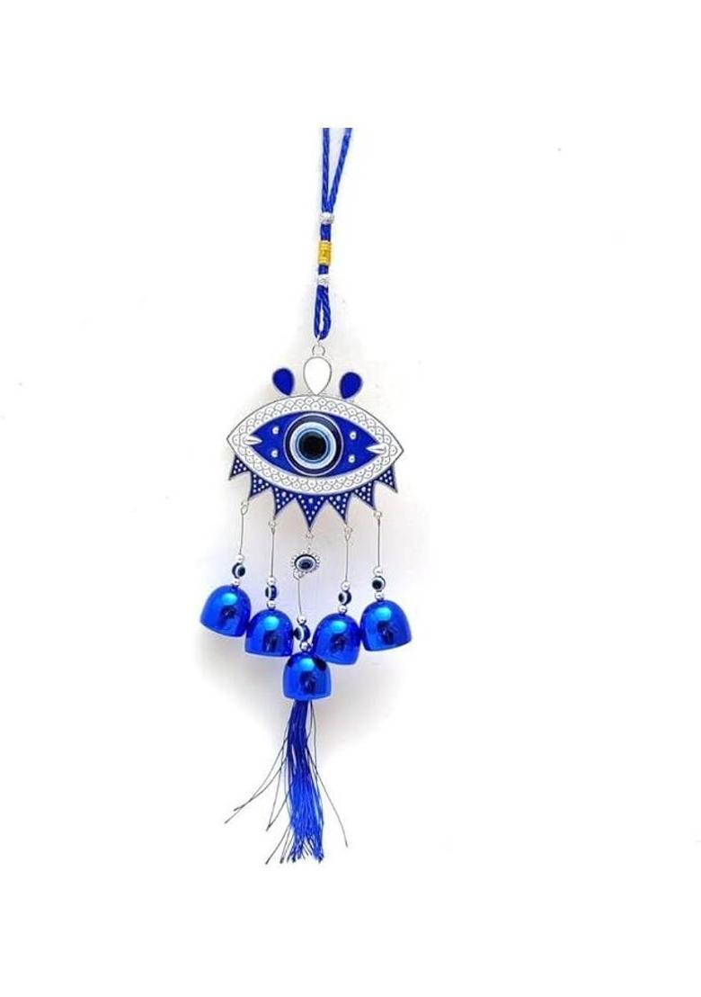 yogi Evil Eye Hanging Amulet for Car, Home and Office Protection and Blessing Decorative Showpiece - 12 cm&nbsp;&nbsp;(Metal, Blue) - Indya