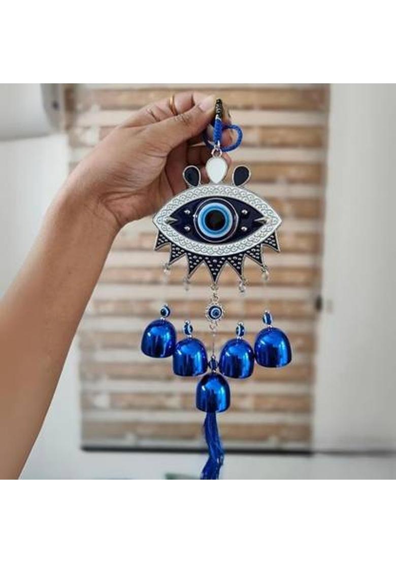 yogi Evil Eye Hanging Amulet for Car, Home and Office Protection and Blessing Decorative Showpiece - 12 cm&nbsp;&nbsp;(Metal, Blue) - Indya