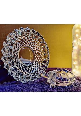 shop fusion Crystal tortoise with a Round Plate for Vastu is a Great Addition to your Home Decorative Showpiece - 12 cm&nbsp;&nbsp;(Glass, White)