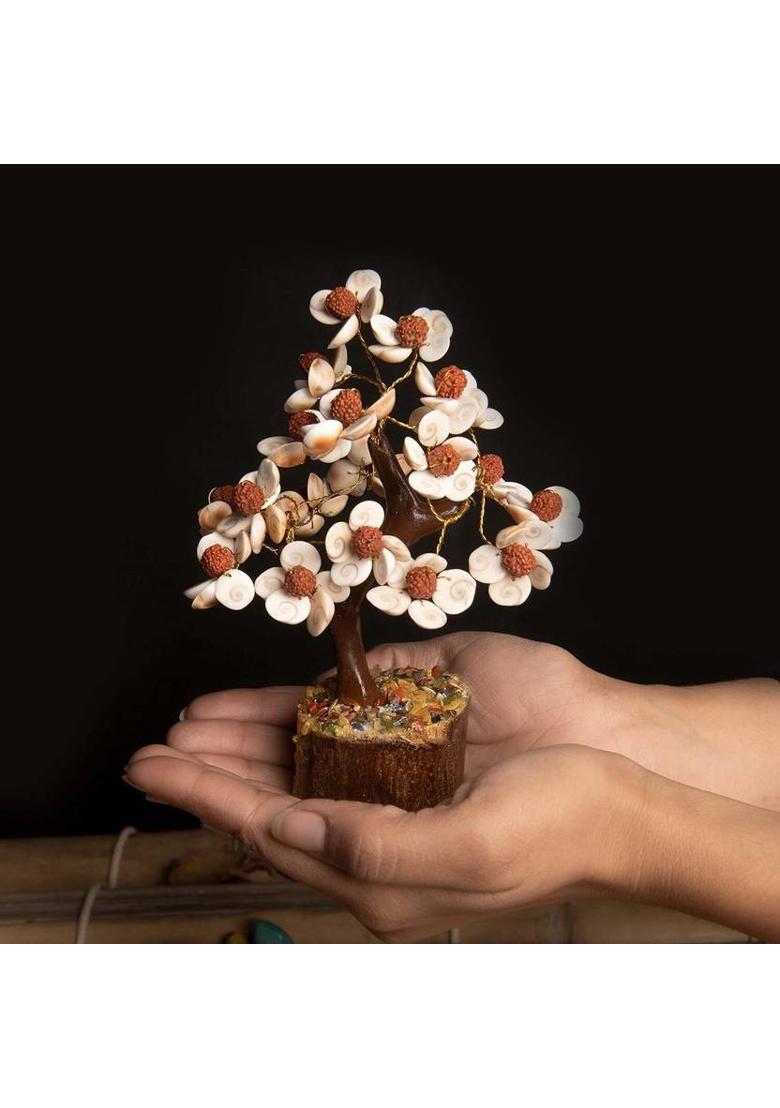 VIBESLE Gomti Rudraksha Tree for Crystals and Healing Stones Gifts Gem Tree Decorative Showpiece - 22 cm&nbsp;&nbsp;(Stone, Multicolor) - Indya