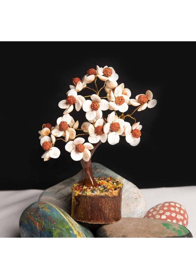 VIBESLE Gomti Rudraksha Tree for Crystals and Healing Stones Gifts Gem Tree Decorative Showpiece - 22 cm&nbsp;&nbsp;(Stone, Multicolor) - Indya