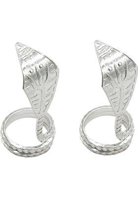 Sahiba Gems Naag Nagin Joda in Pure Silver for Kalsarp Dosha ~ Pack in Pair (2 Pcs) Decorative Showpiece - 1.5 cm&nbsp;&nbsp;(Silver, Silver)