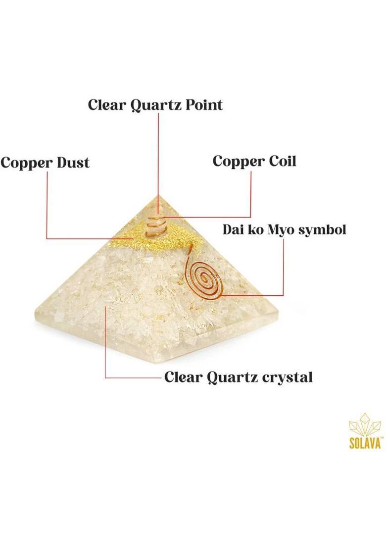 SOLAVA Clear Quartz Pyramid for Healing, Mental Clarity, Spirituality, Concentration Decorative Showpiece - 7.5 cm&nbsp;&nbsp;(Crystal, Clear) - Indya