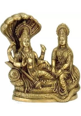 Chkoteravatiya Lord Vishnu Laxmi Sculpture Decorative Showpiece (Brass, Gold) Decorative Showpiece - 10 cm&nbsp;&nbsp;(Brass, Gold)