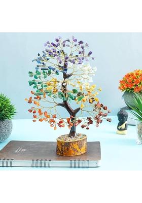 UNIQUESCRYSTAL SEVAN CHAKARA 100 BEADS TREE Decorative Showpiece - 10 cm&nbsp;&nbsp;(Crystal, Multicolor)
