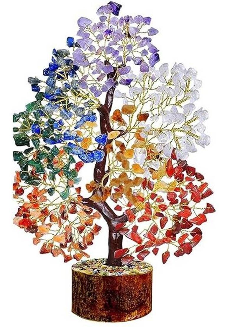 BHAGYA G 7 Chakra Crystal Tree 1000 Beads for Energy Healing Meditation Home Office Decor Decorative Showpiece - 42 cm&nbsp;&nbsp;(Crystal, Multicolor) - Indya