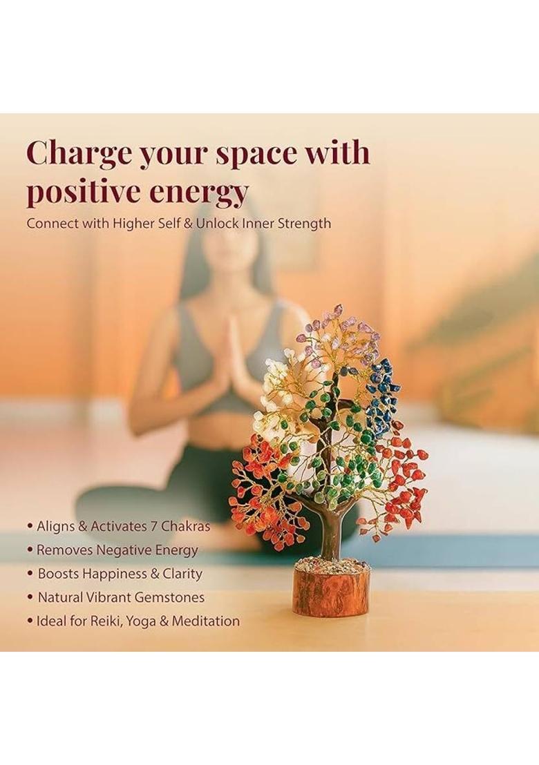 BHAGYA G 7 Chakra Crystal Tree 1000 Beads for Energy Healing Meditation Home Office Decor Decorative Showpiece - 42 cm&nbsp;&nbsp;(Crystal, Multicolor) - Indya