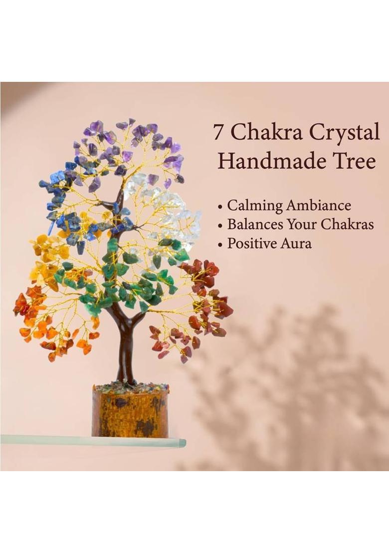 VIBESLE Seven Chakra Crystal Tree Positive Energy Items for Home Decorative Showpiece - 25 cm&nbsp;&nbsp;(Stone, Multicolor) - Indya