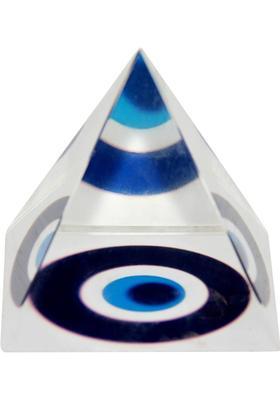 Feng Shui Art Vastu / Evil Eye Crystal pyramid For Removing Negative Energy Decorative Showpiece - 5 cm&nbsp;&nbsp;(Glass, White)