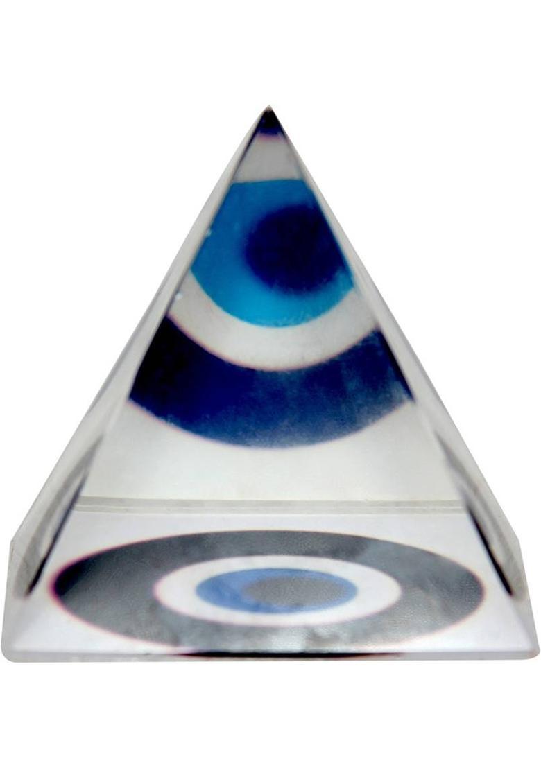 Feng Shui Art Vastu / Evil Eye Crystal pyramid For Removing Negative Energy Decorative Showpiece - 5 cm&nbsp;&nbsp;(Glass, White) - Indya