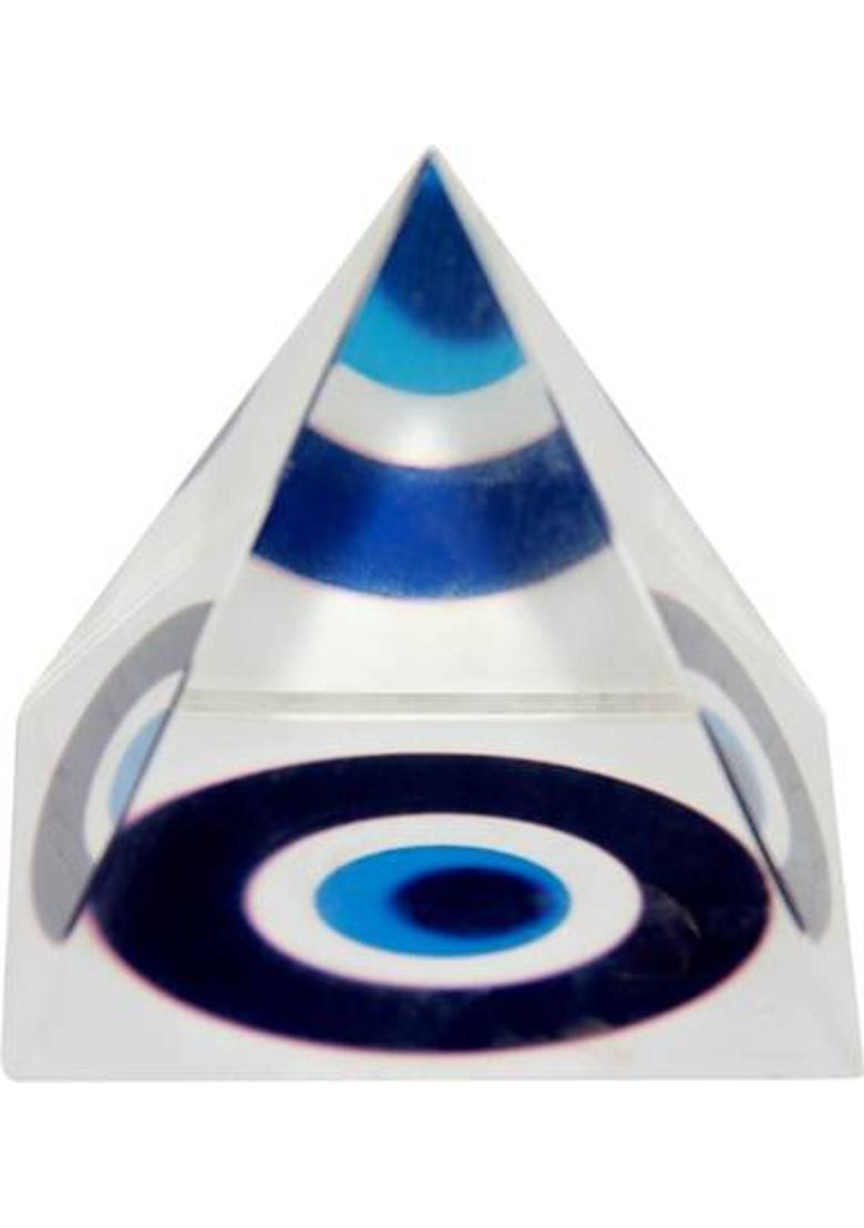 Feng Shui Art Vastu / Evil Eye Crystal pyramid For Removing Negative Energy Decorative Showpiece - 5 cm&nbsp;&nbsp;(Glass, White) - Indya