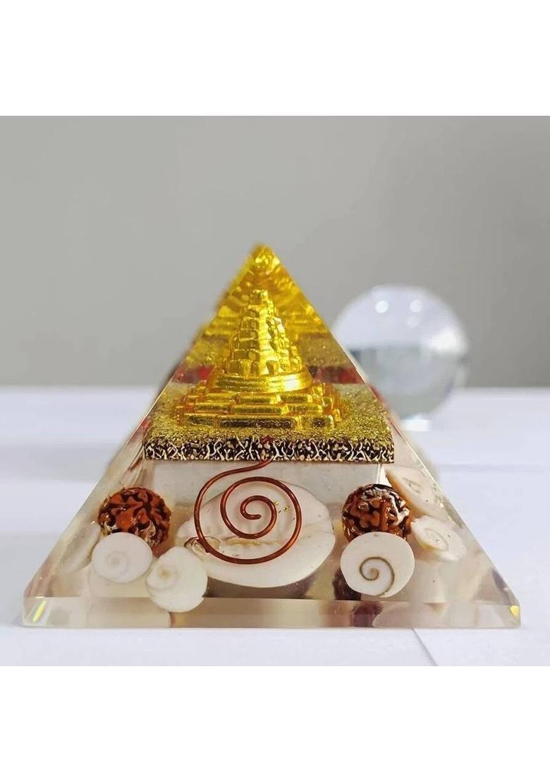 Yashvedacom Original Lakshmi pyramid crystal yantra labtested authorise decorative showpiece Decorative Showpiece - 10 cm&nbsp;&nbsp;(Crystal, White) - Indya