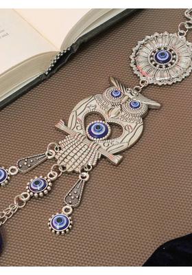 TIED RIBBONS Wall Hanging Owl Evil Eye For Good Luck Charm and Prosperity (Pack of 1) Decorative Showpiece - 10 cm&nbsp;&nbsp;(Metal, Multicolor)