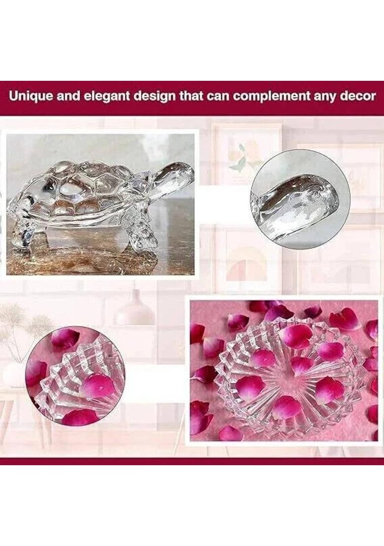 mahakal Crystal Glass Turtle Plated Feng Shui Tortoise Plate Vastu Yantra Feng Sui Lucky Gift Puja Articles Decorative Showpiece - 14 cm Decorative Showpiece - 6 cm&nbsp;&nbsp;(Crystal, Clear) - Indya