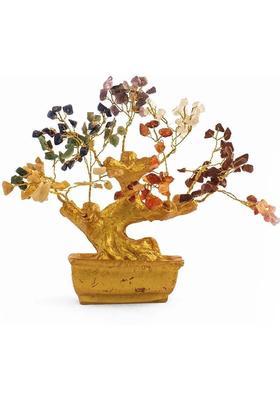 Nation Divine Seven Chakra Feng Shui Tree Perfect Gift for Good Luck & Spiritual Energy Decorative Showpiece - 25 cm&nbsp;&nbsp;(Crystal, Multicolor)