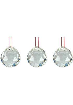 Feng Shui Art Vastu / 3 Crystal Ball For goodluck, Happyness and prosperity Decorative Showpiece - 20 cm&nbsp;&nbsp;(Crystal, White)