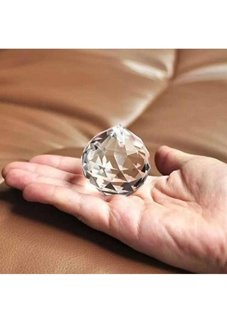 Feng Shui Art Vastu / 3 Crystal Ball For goodluck, Happyness and prosperity Decorative Showpiece - 20 cm&nbsp;&nbsp;(Crystal, White) - Indya