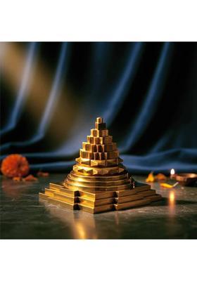 shop fusion Meru Shree Yantra – Powerful Vastu Pyramid for Prosperity & Harmony in your Home Decorative Showpiece - 5 cm&nbsp;&nbsp;(Brass, Gold)