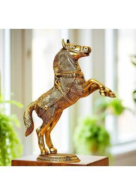 LAXA Golden Big Standing Horse Metal Showpiece for Home Décor & Gift Decorative Showpiece - 25 cm&nbsp;&nbsp;(Aluminium, Gold)