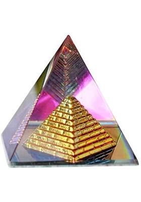 The Cube Mart Feng Shui Crystal Pyramid for Positive Energy and Vastu Correction. Decorative Showpiece - 4 cm&nbsp;&nbsp;(Glass, Multicolor)