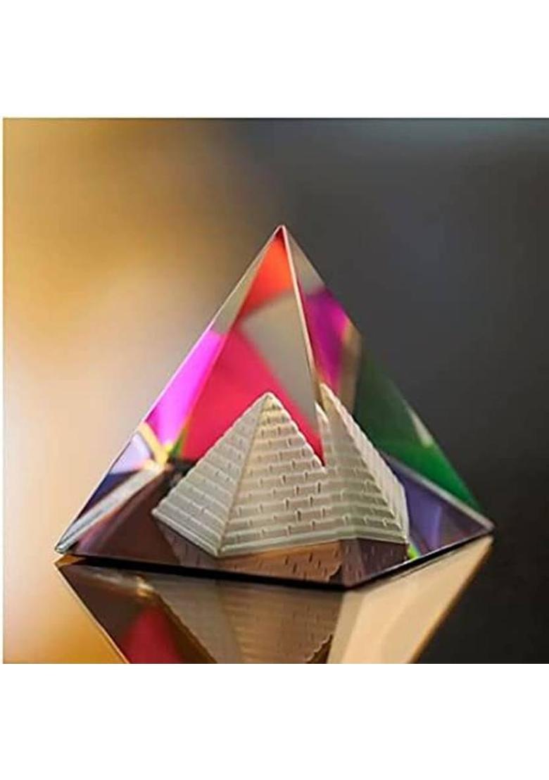 The Cube Mart Feng Shui Crystal Pyramid for Positive Energy and Vastu Correction. Decorative Showpiece - 4 cm&nbsp;&nbsp;(Glass, Multicolor) - Indya