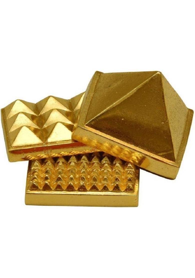 Astrodidi Three Layer / 3 Stage / Multi Layer Vastu Pyramid for Vastu Rectification Decorative Showpiece - 4 cm&nbsp;&nbsp;(Brass, Gold) - Indya