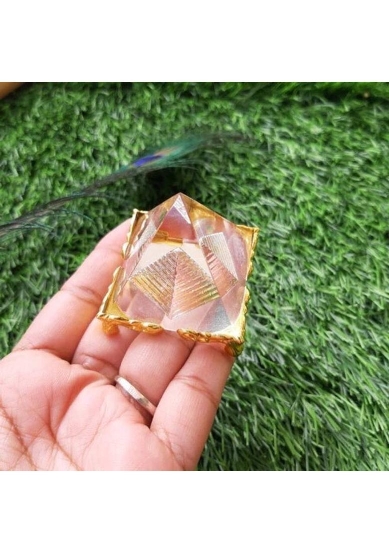 DIVINE Feng Shui Crystal Pyramid to bring prosperity, happiness and serenity. Decorative Showpiece - 5 cm&nbsp;&nbsp;(Crystal, Clear) - Indya