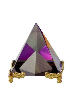 Feng Shui Art Vastu / Colour Crystal Pyramid -For Positive Energy & Vastu Correction Decorative Showpiece - 7 cm&nbsp;&nbsp;(Glass, White)