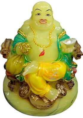 S A Gifts Sai Amrut Happy Man Radium glowing in night Laughing Buddha 8 Inch Decorative Showpiece - 20.32 cm&nbsp;&nbsp;(Marble, Green)