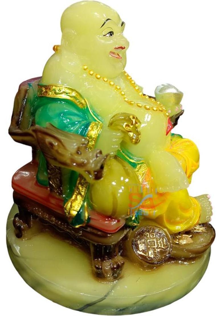 S A Gifts Sai Amrut Happy Man Radium glowing in night Laughing Buddha 8 Inch Decorative Showpiece - 20.32 cm&nbsp;&nbsp;(Marble, Green) - Indya