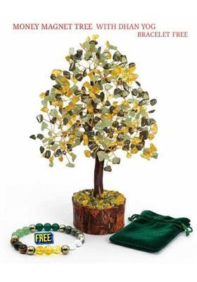 MIRAN AGATE MONEY MAGNET TREE WITH DHANYOG BRAC COMBO Decorative Showpiece - 25 cm&nbsp;&nbsp;(Crystal, Multicolor)