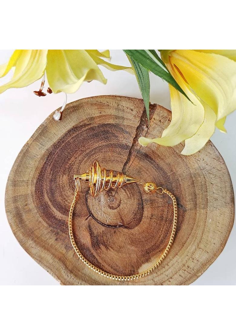 Shubhanjali Golden Spiral Pendulum Dowsing for Divination Tool Therapy Chakra Balancing Decorative Showpiece - 20 cm&nbsp;&nbsp;(Stone, Gold) - Indya