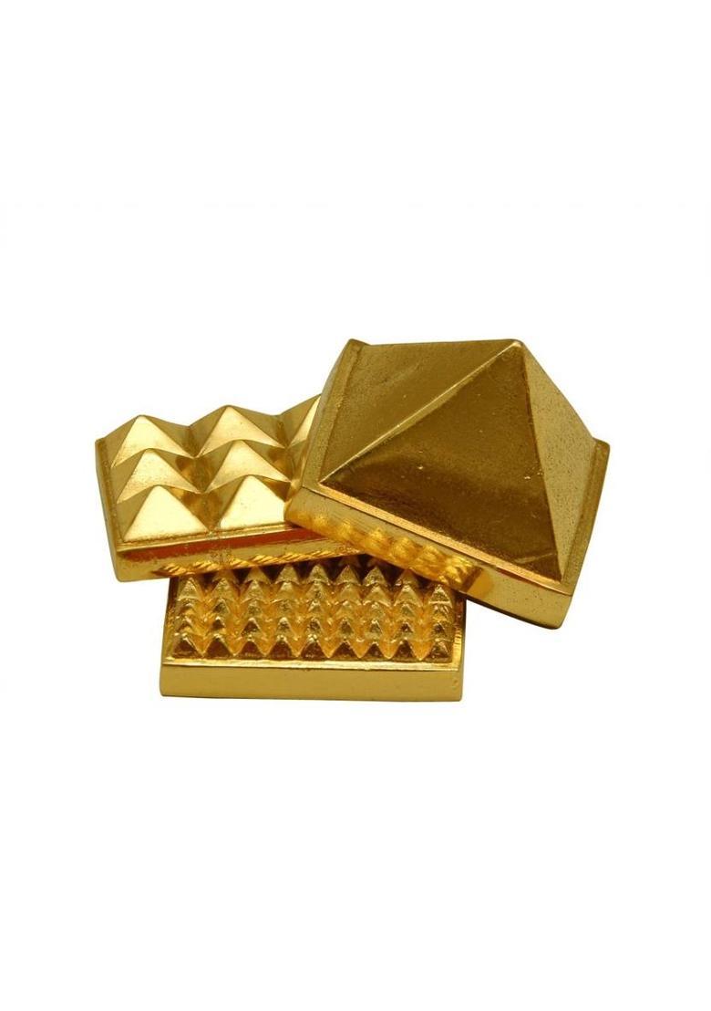 Vashoppee Vastu / Fang Shui Vastu / Feng Shui / Pyramid / Metal Pyramid Decorative Showpiece - 5 cm&nbsp;&nbsp;(Metal, Gold) - Indya