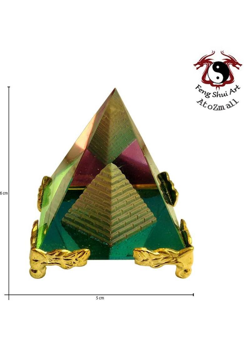 Feng Shui Art Vastu / Crystal Pyramid -For Positive Energy & Vastu Correction Decorative Showpiece - 6 cm&nbsp;&nbsp;(Glass, White) - Indya