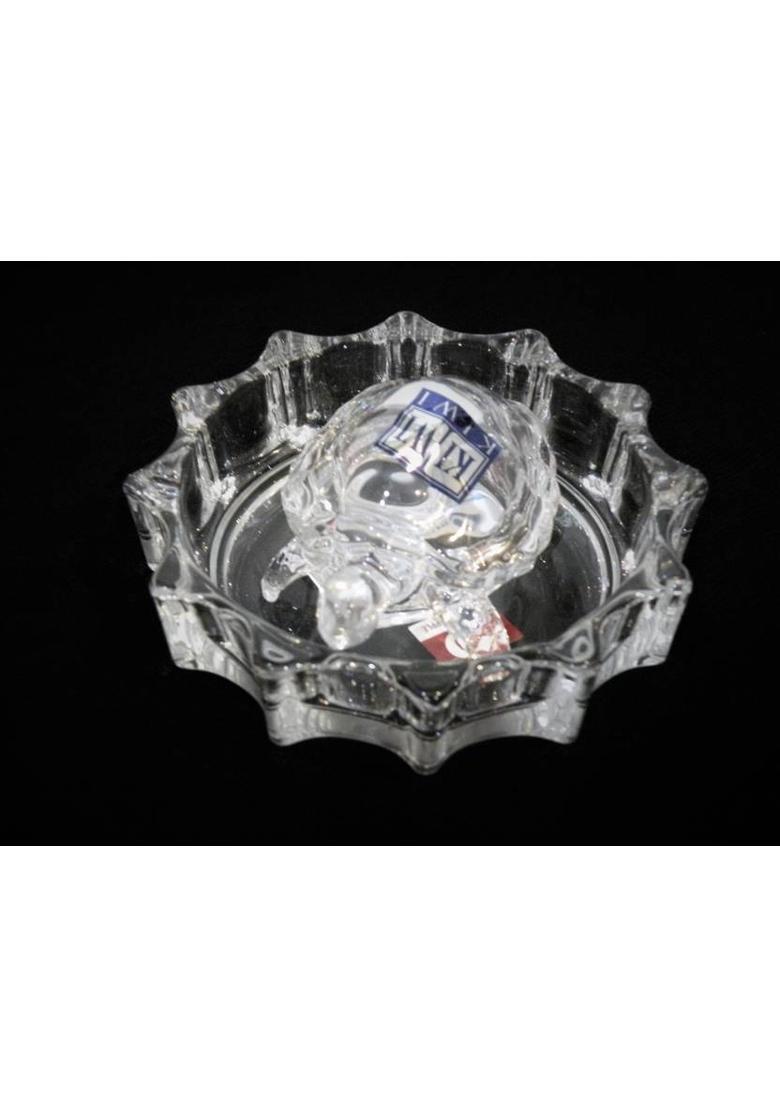 PURKUSH Fengshui Vastu Crystal Tortoise with Plate For Removing Negativity and For Good Health Money Prosperity Decorative Showpiece - 4 cm&nbsp;&nbsp;(Brass, White) - Indya