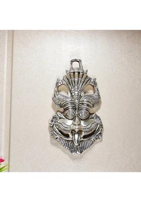 SVC Handicrafts Metal Kirtimukha wall hanging Nazar Battu: Divine Protection, Silver Nazar Battu Decorative Showpiece - 15 cm&nbsp;&nbsp;(Metal, Silver)
