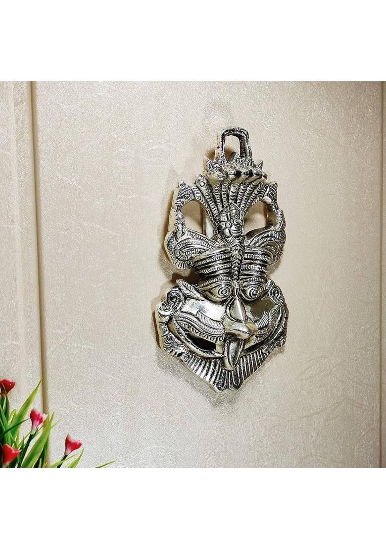 SVC Handicrafts Metal Kirtimukha wall hanging Nazar Battu: Divine Protection, Silver Nazar Battu Decorative Showpiece - 15 cm&nbsp;&nbsp;(Metal, Silver) - Indya