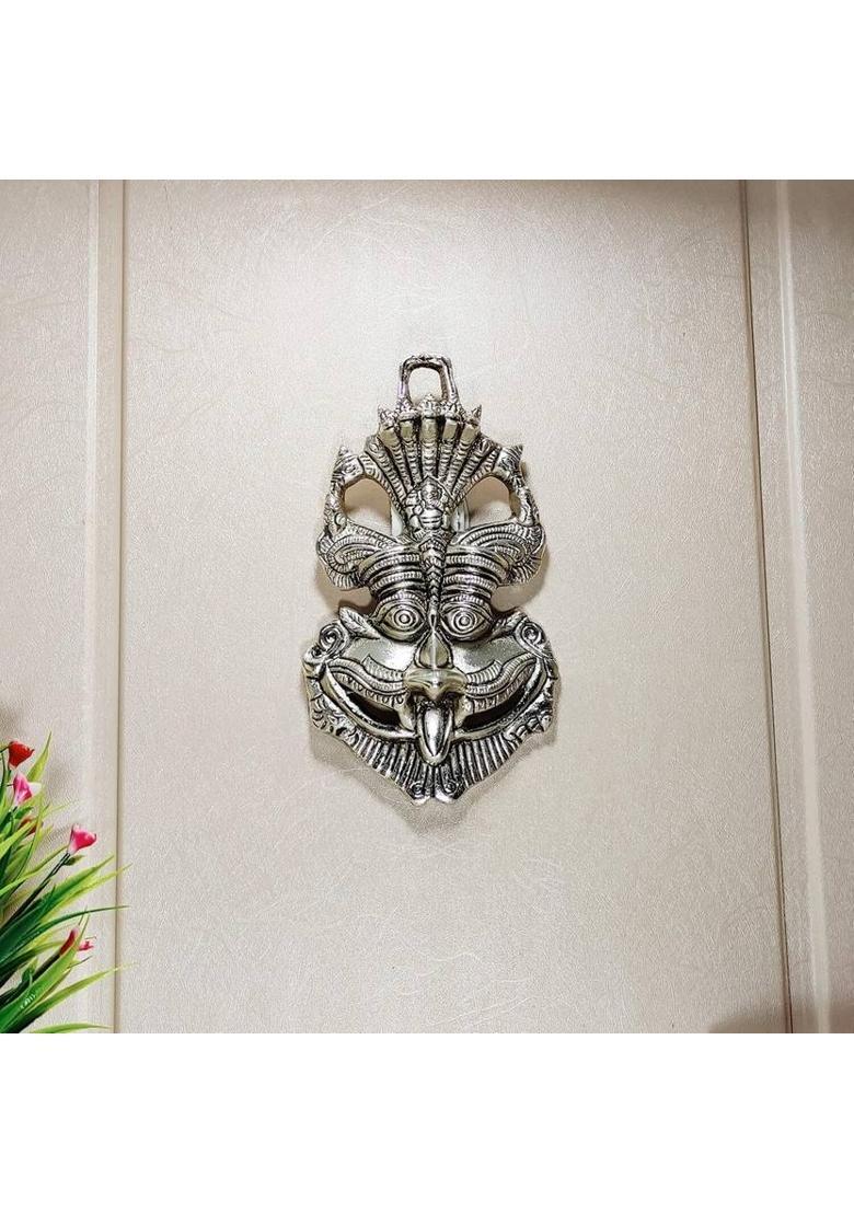 SVC Handicrafts Metal Kirtimukha wall hanging Nazar Battu: Divine Protection, Silver Nazar Battu Decorative Showpiece - 15 cm&nbsp;&nbsp;(Metal, Silver) - Indya