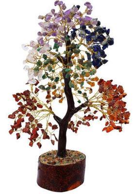 BHAGYA G 7 Chakra Tree Plant for Home & Offce Decor Goodluck Wealth Prosperity 200Beads Decorative Showpiece - 7 cm&nbsp;&nbsp;(Crystal, Multicolor)